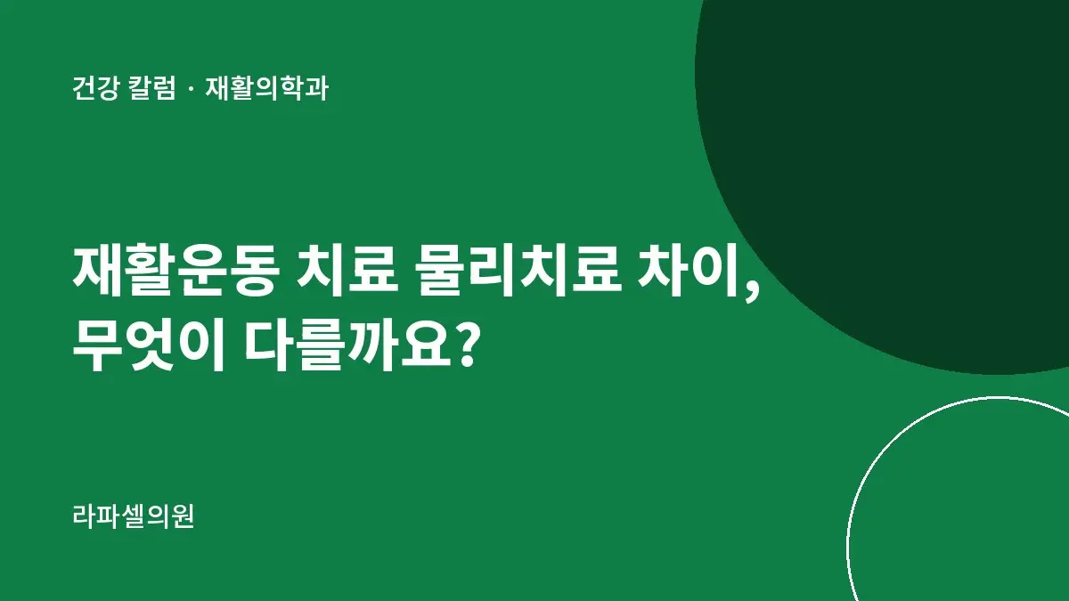 재활운동 치료 물리치료 차이, 무엇이 다를까요?