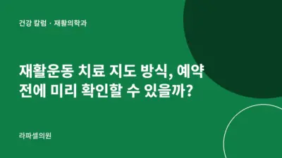 강남 재활운동 치료 지도 방식, 예약 전에 미리 확인할 수 있을까?