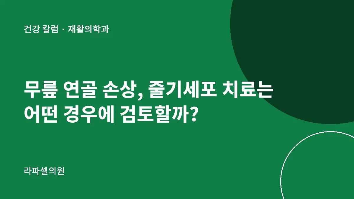 무릎 연골 손상, 줄기세포 치료는 어떤 경우에 검토할까?